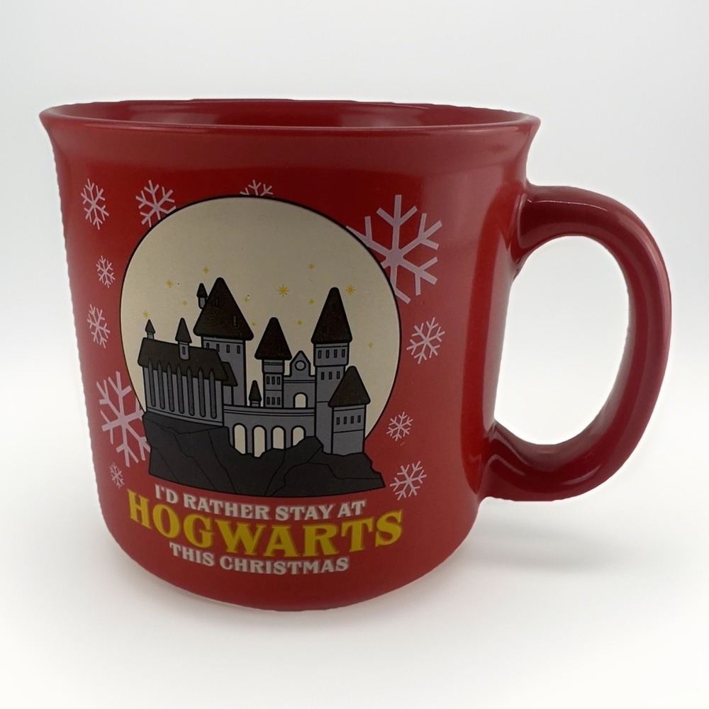 Harry Potter Hogwarts Christmas Mug 20oz Red Ceramic Silver Buffalo